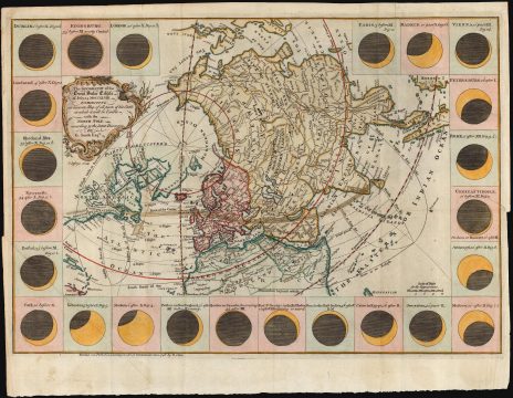 1748 North Polar Projection Map Predicting the July 14, 1748 Solar Eclipse