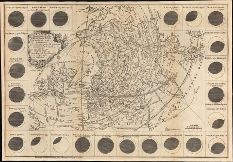 1748 North Polar Projection Map Predicting the July 14, 1748 Solar Eclipse