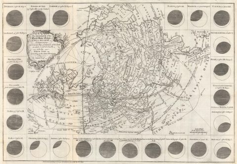 1748 North Polar Projection Map Predicting the July 14, 1748 Solar Eclipse