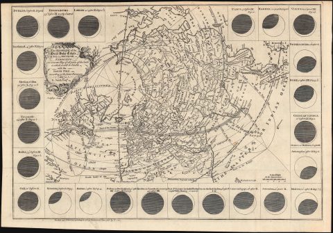 1748 North Polar Projection Map Predicting the July 14, 1748 Solar Eclipse