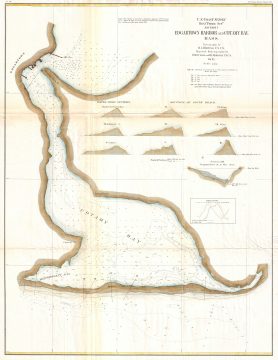 1871 U.S. Coast Survey Map or Chart of Edgartown Harbor, Martha's Vineyard, Massachusetts