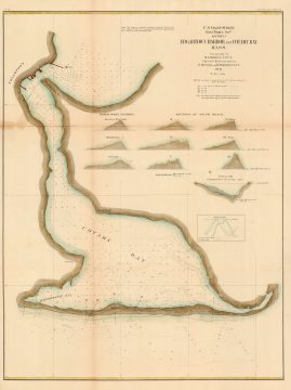 1871 U.S. Coast Survey Map or Chart of Edgartown Harbor, Martha's Vineyard, Massachusetts