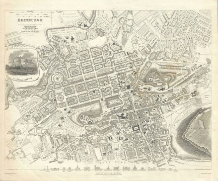 1834 S.D.U.K. Subscriber's Edition Map or Plan of Edinburgh, Scotland