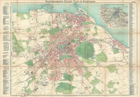 1900 Bartolomew Pocket Map of Edinburgh, Scotland