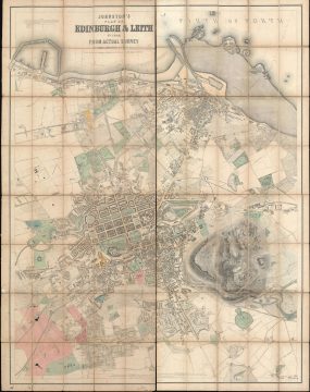 1869 Johnston City Plan or Map of Edinburgh and Leith, Scotland