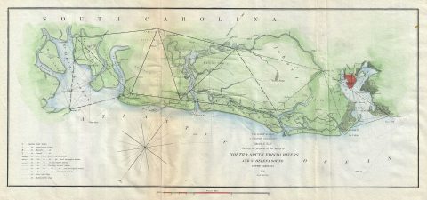 1852 U.S. Coast Survey Map of the North and South Edisto Rivers, South Carolina (Charleston)