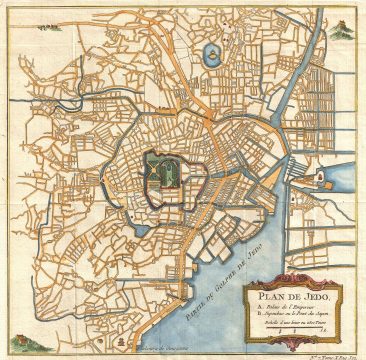 1752 Schely Plan or Map of Edo or Tokyo, Japan
