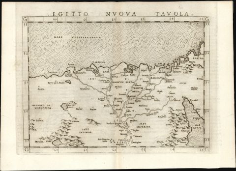 1561 Ruscelli / Gastaldi Map of Egypt and the Lower Nile