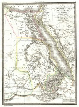 1829 Lapie Map of Egypt from Nubia, Abyssinia, Kordofan