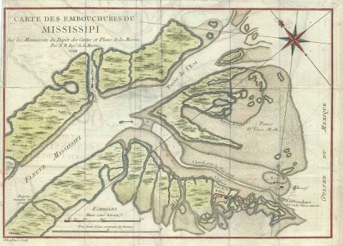 1744 Bellin Map of the Mouth of the Mississippi River