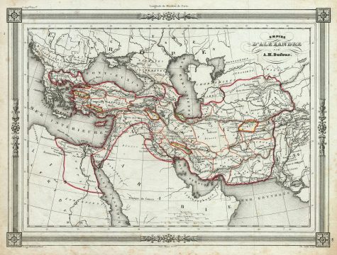 1852 Dufour Map of the Empire of Alexander the Great