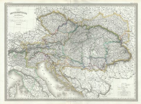 1860 Dufour Map of the Austrian Empire
