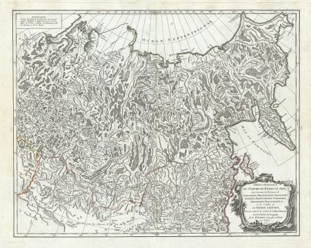 1750 Vaugondy Map of Eastern Russia, Siberia (Russian Empire)