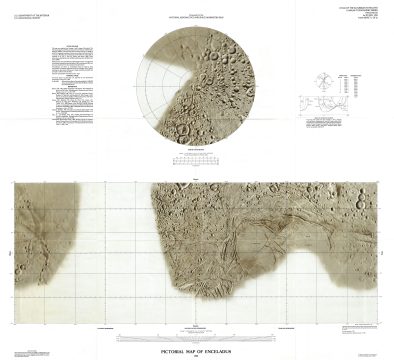 1992 U.S. Geological Survey Pictorial Map of Enceladus, Moon of Saturn