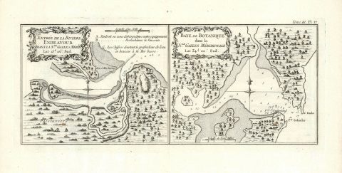 1774 Cook Harbor Maps of the Endeavour River and Botany Bay in Australia