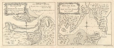 1773 Cook Maps of the Endeavor River and Botany Bay, New South Wales, Australia
