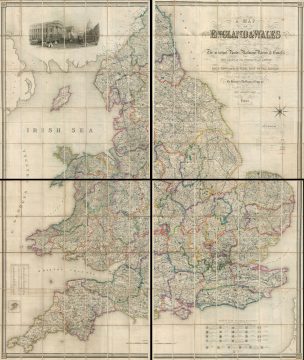 1846 Lewis Case Map of England (4 sections)