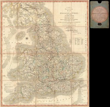 1815 John Cary Folding Case Map of England and Wales
