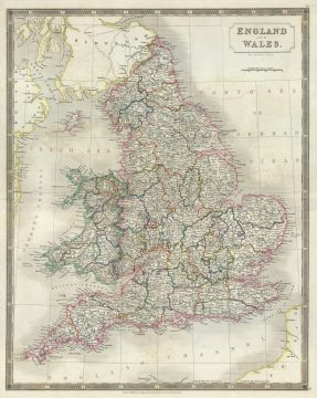 1835 Hall Map of England and Wales