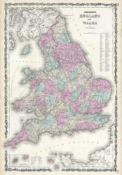 1861 Johnson Map of England and Wales