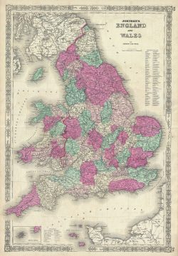1863 Johnson Map of England and Wales