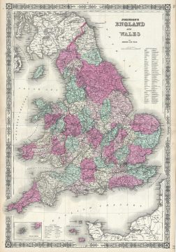 1864 Johnson Map of England and Wales