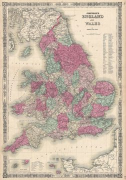 1865 Johnson Map of England and Wales
