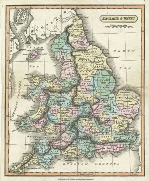 1825 Whittaker Map of England and Wales