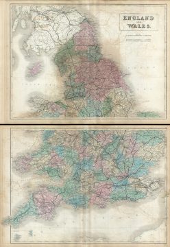 1851 Black Map of England and Wales (Set of 2 Maps)