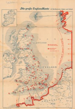 1942 WWII German Propaganda Bombing Map of England