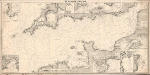 1887 Norie and Wilson Blueback Nautical Chart of Map of the English Channel