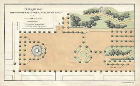 1871 Kellogg and Pilat Map of the Southeast Corner of Central Park (Grand Army Plaza), New York City