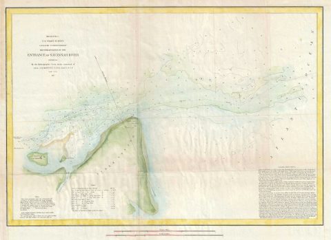 1851 U.S. Coast Survey Chart or Map of the Entrance of Savannah River, Georgia