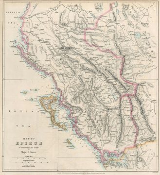 1869 Murray Map of Corfu and Epirus, Greece