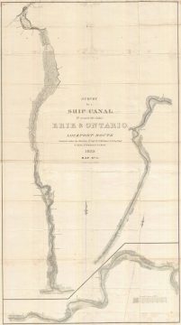 1835 Williams Map of a Proposed Route for Canal Between Lakes Erie and Ontario