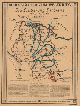 1916 German Propaganda Map of the WWI Central Powers Conquest of Serbia