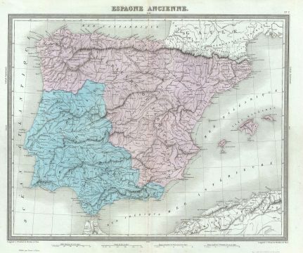 1874 Tardieu Map of Spain and Portugal in Antiquity