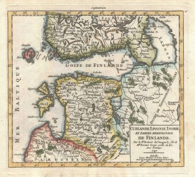 1749 Vaugondy Map of the Baltics and Finland