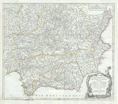 1751 Vaugondy Map of Southern Spain