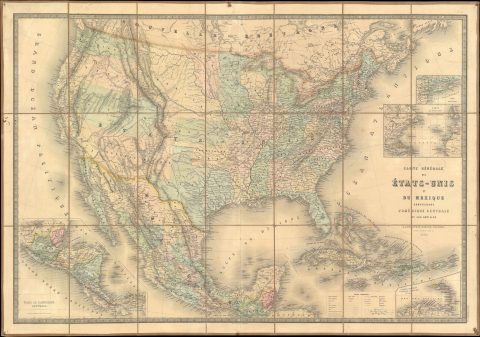 1862 Andriveau-Goujon and Vuillemin Map of the United States and Mexico