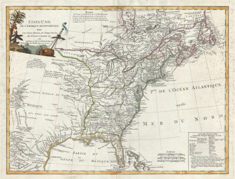 1785 Boudet Map of the United States showing Jefferson's Proposed States