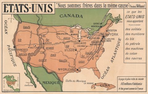 1917 Delattre World War I French Propaganda Poster of the United States