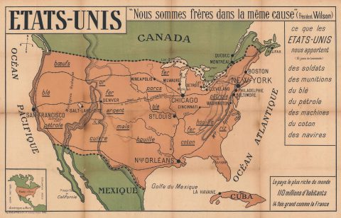 1917 Delattre World War I French Propaganda Poster of the United States