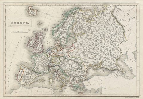 1840 Black Map of Europe