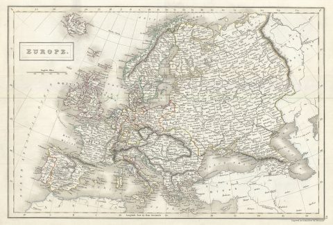 1844 Black Map of Europe