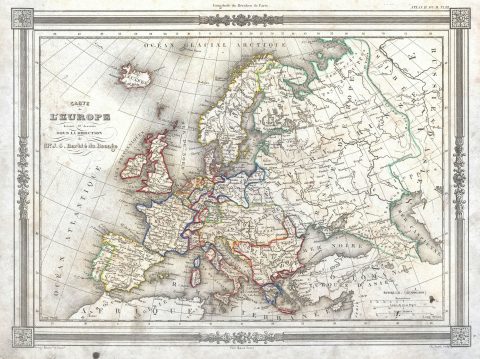 1852 Barbie du Bocage Map of Europe