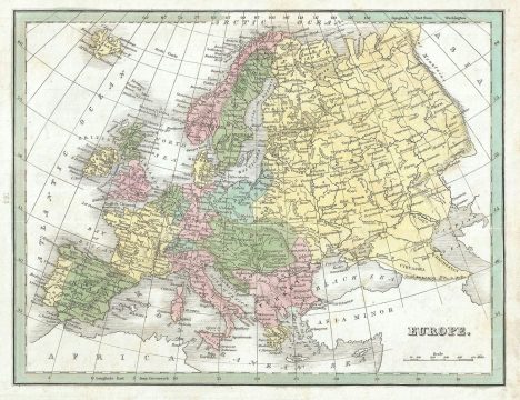 1835 Bradford Map of Europe