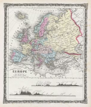 1858 Colton Map of Europe