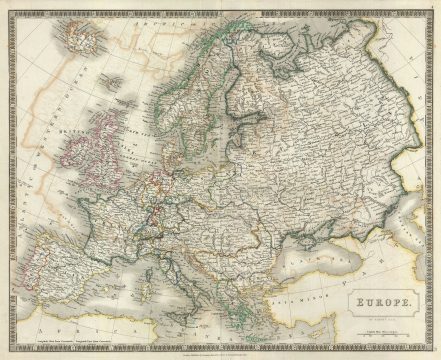 1835 Hall Map of Europe