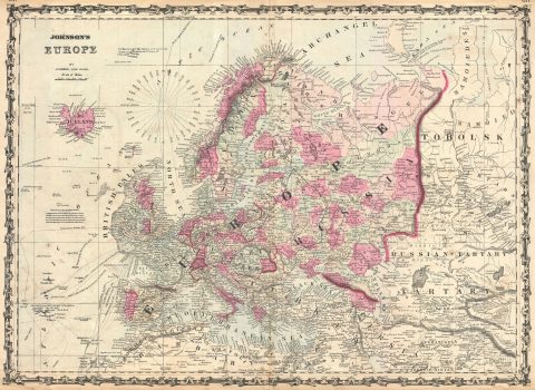 1862 Johnson Map of Europe